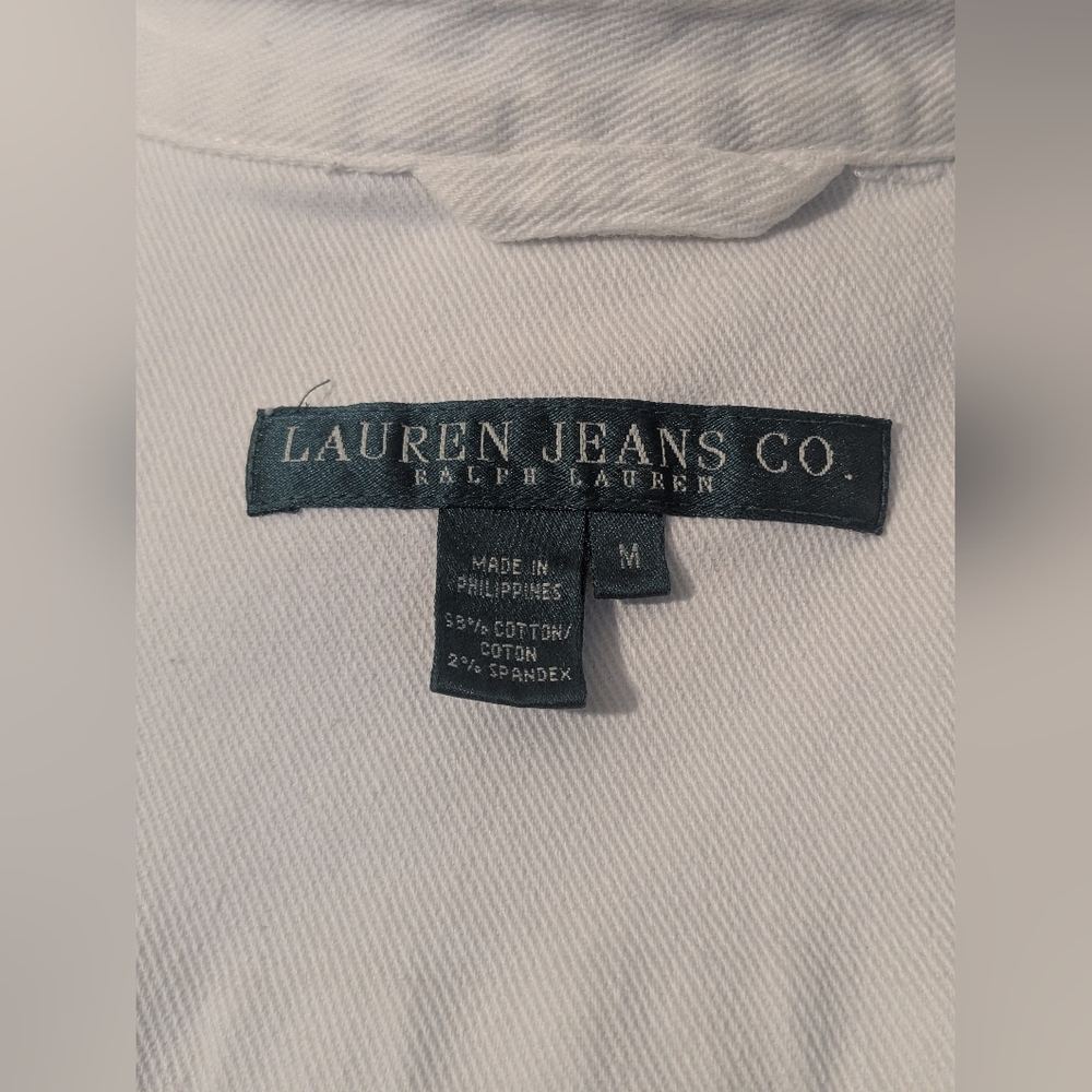 Ralph Lauren Zippered White Denim Jacket - Picture 4 of 8